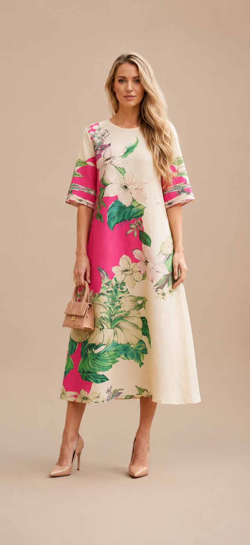 Fuchsia Tropical Lily Maxi Dress