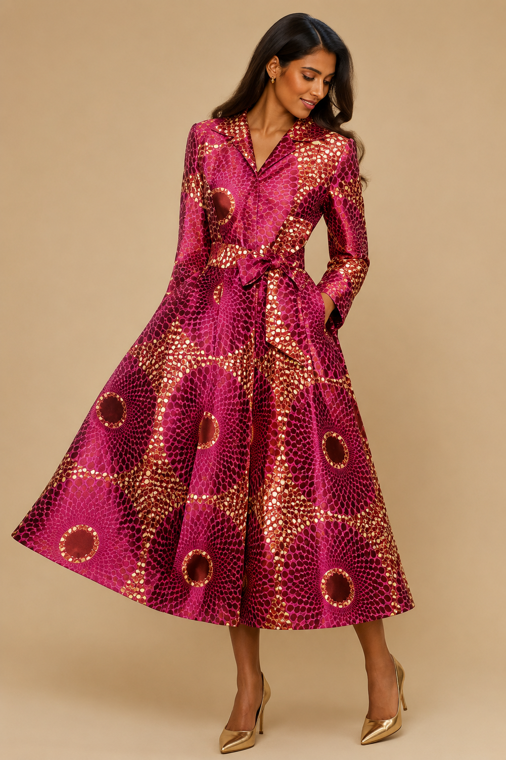 Magenta Mosaic Coat Dress