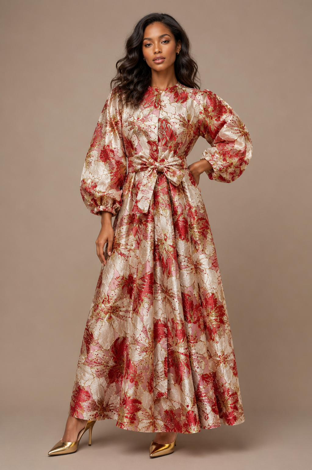 Gilded Floral Maxi Dress