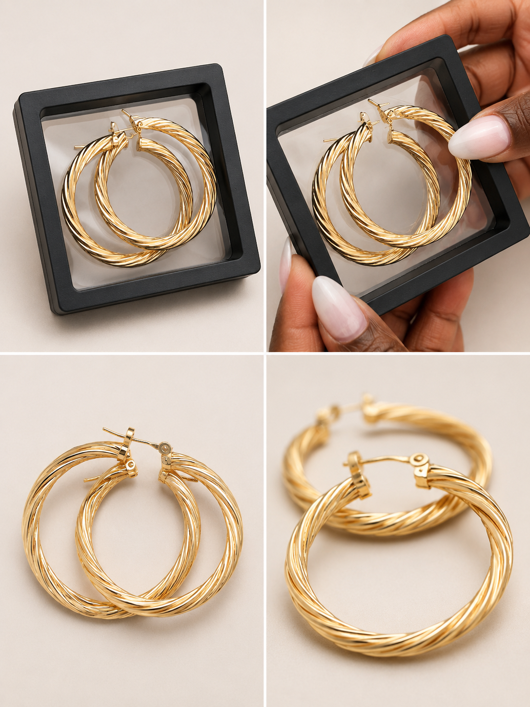Twisted Gold Hoop Earrings