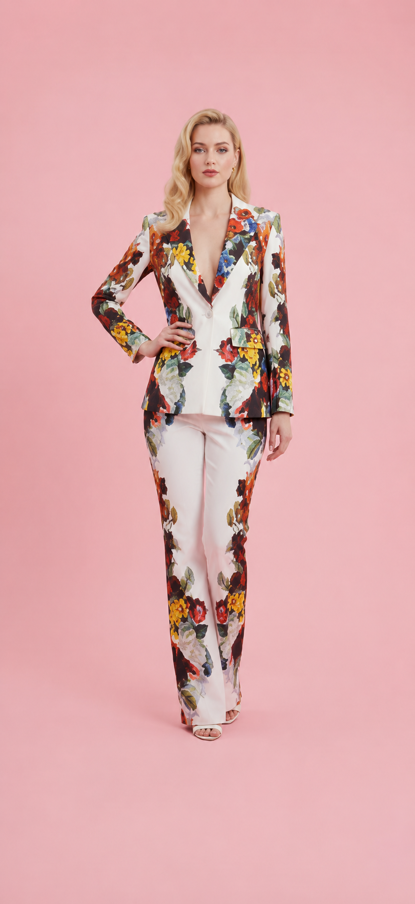 Ivory Floral Bloom Pant Suit