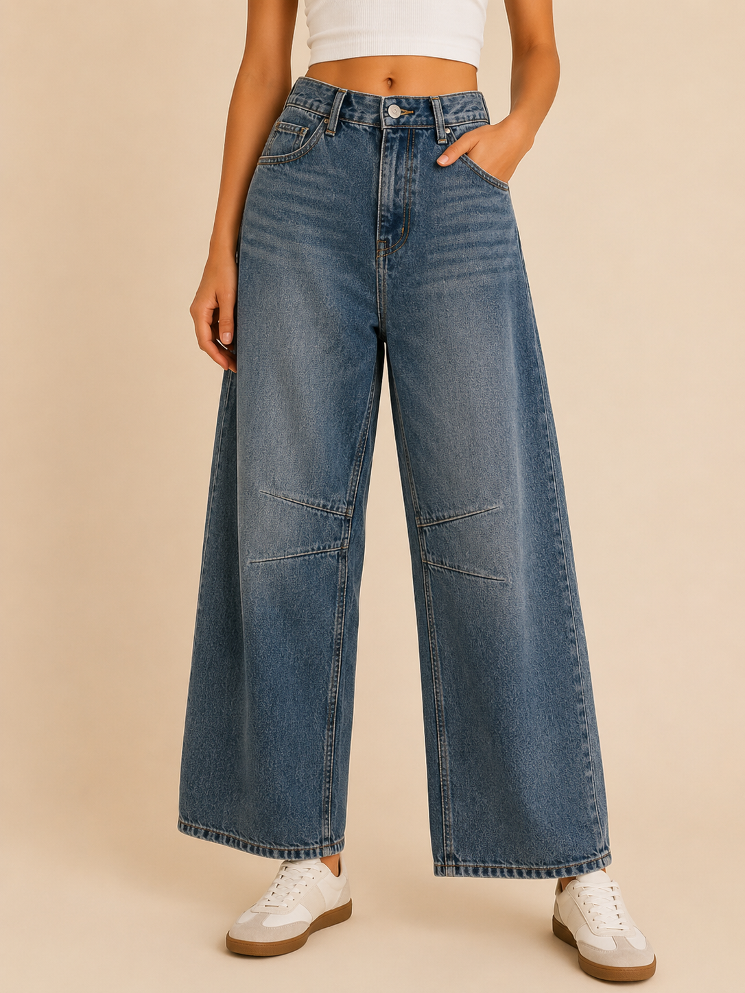 Sculpted Wide-Leg Jeans