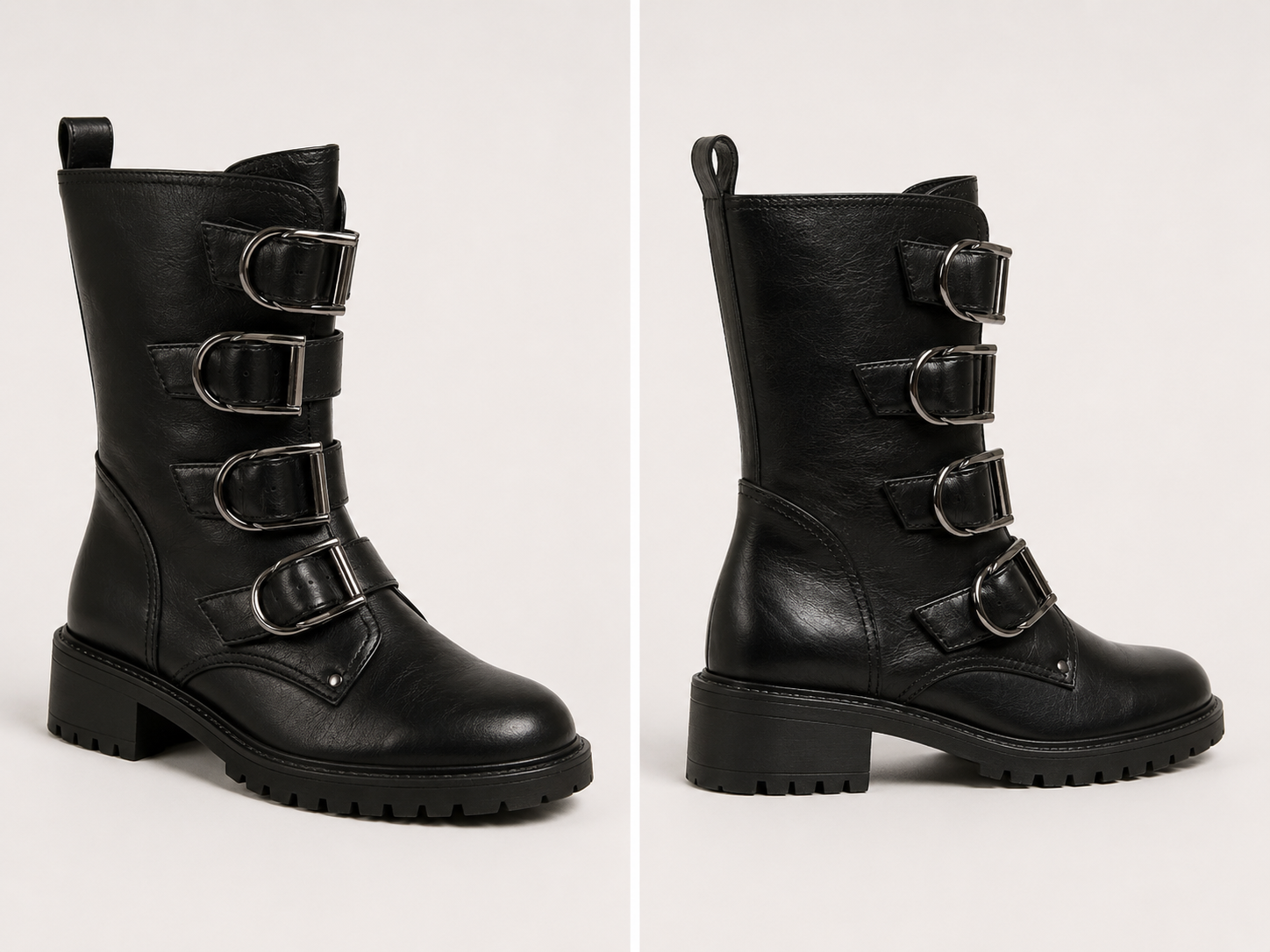 Black Multi-Buckle Combat Boots