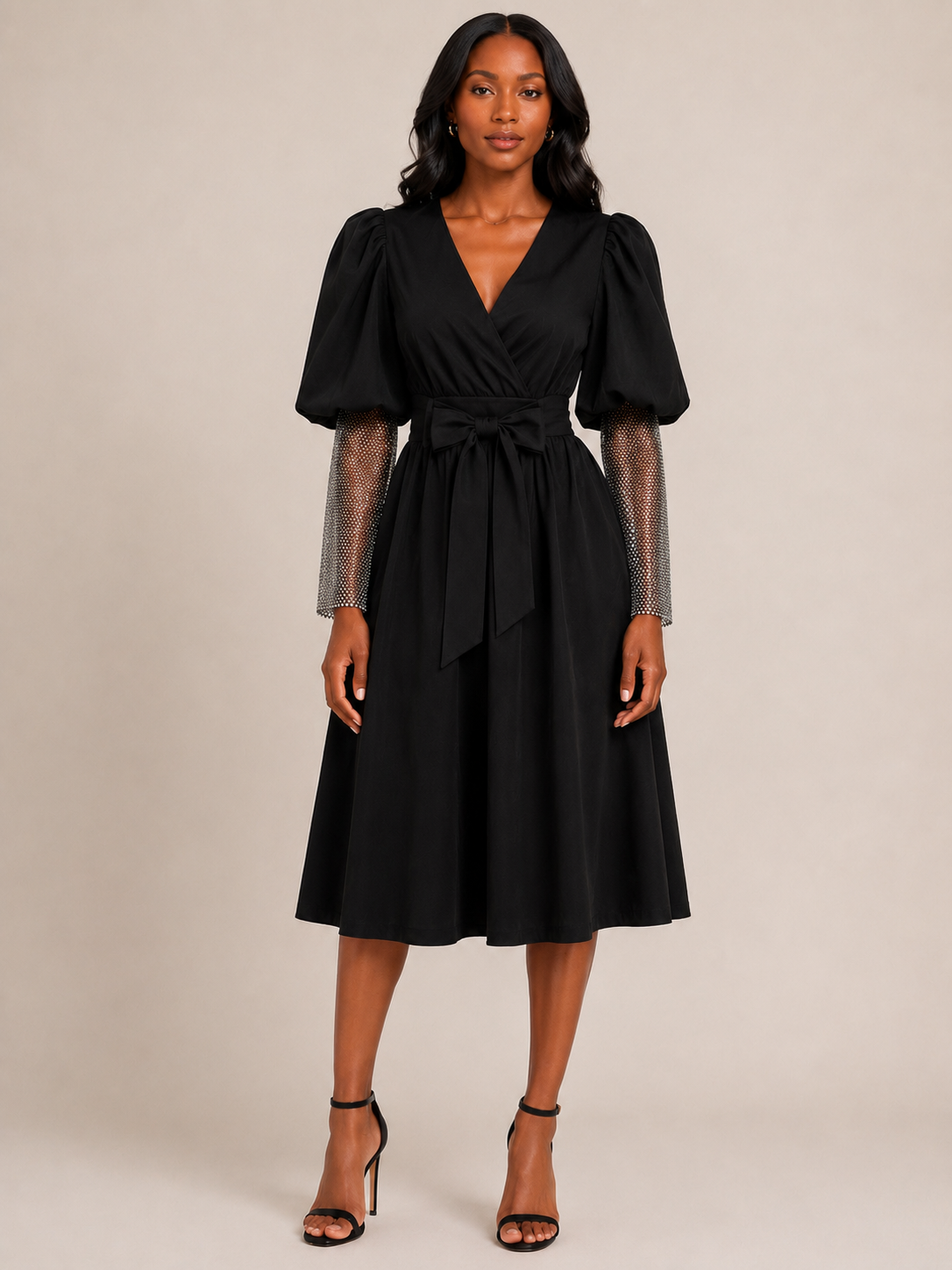 Black Mesh Sleeve  Dress