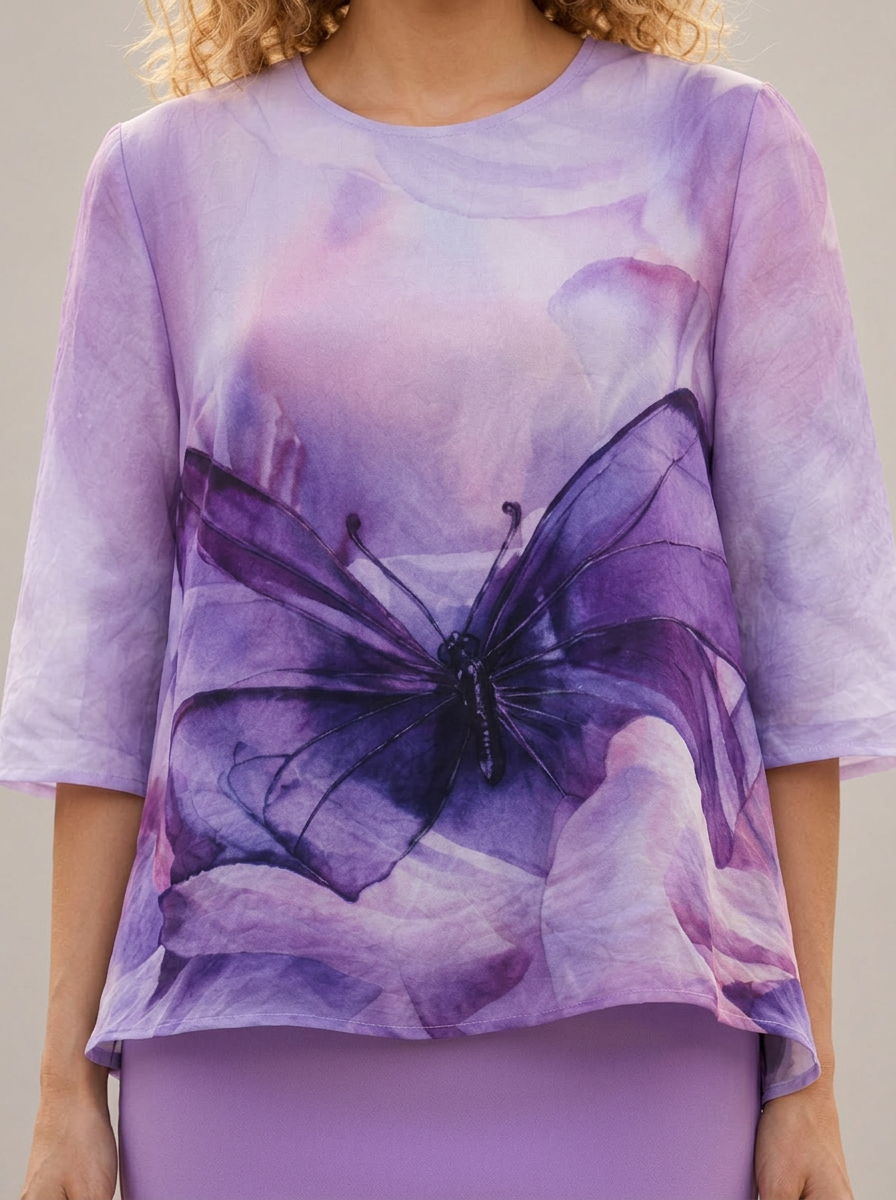 Lavender Butterfly Organza Top