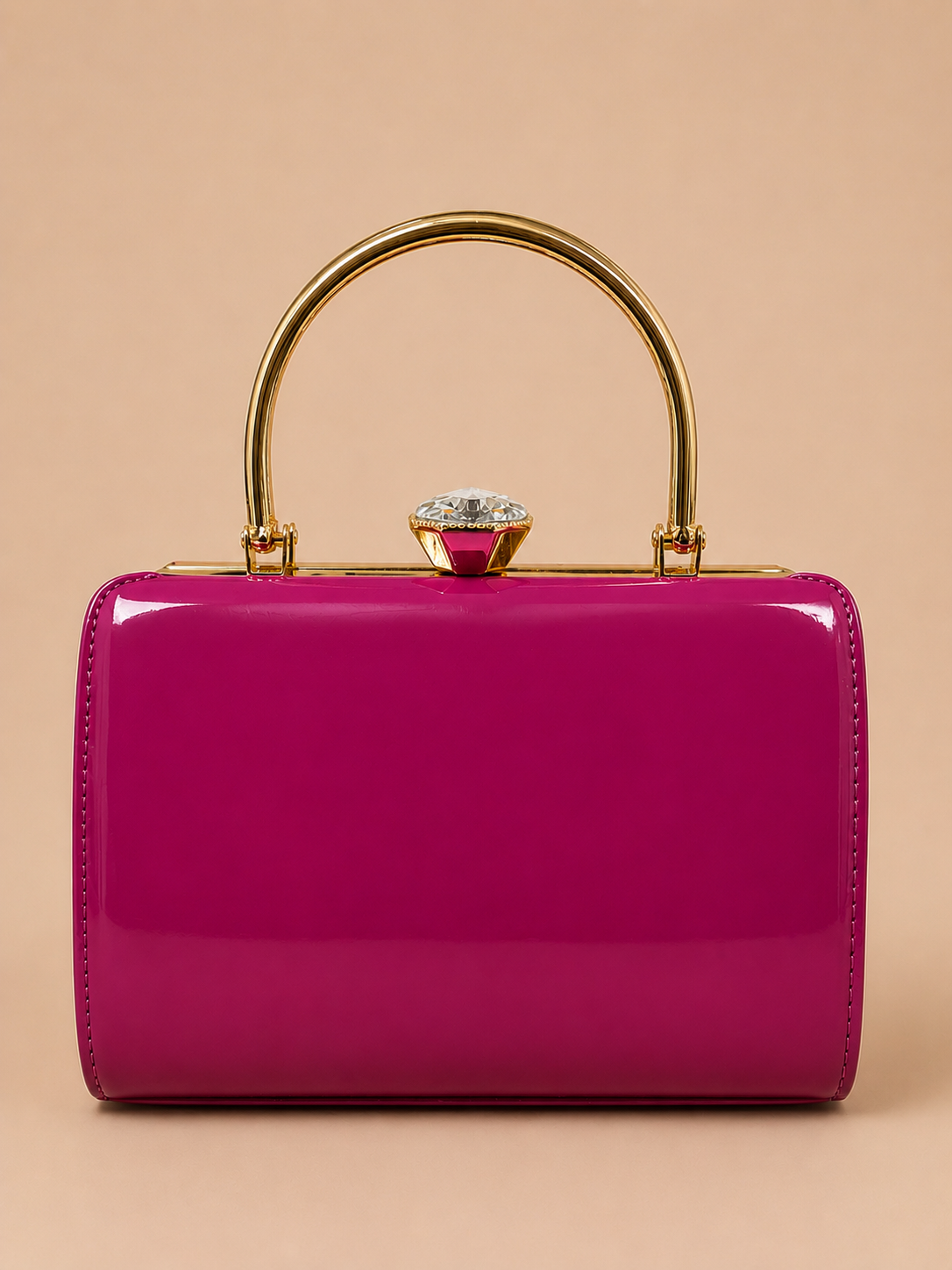 Crystal Clasp Gold-Handle Box Bag