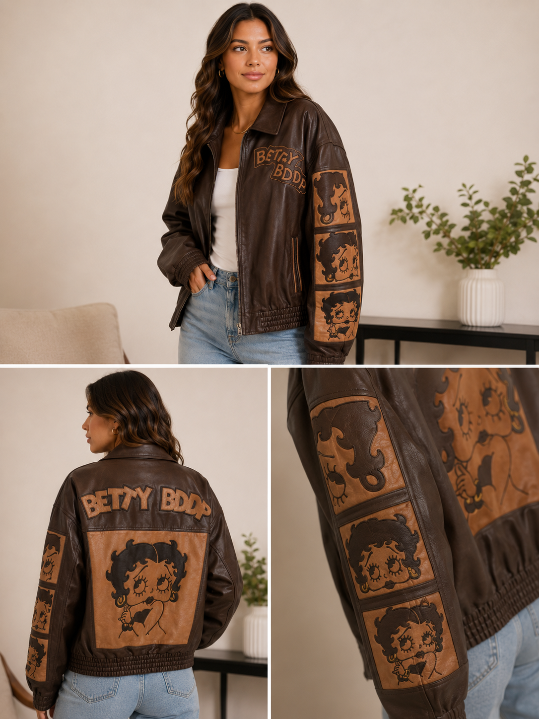 Betty Boop Brown Leather Jacket