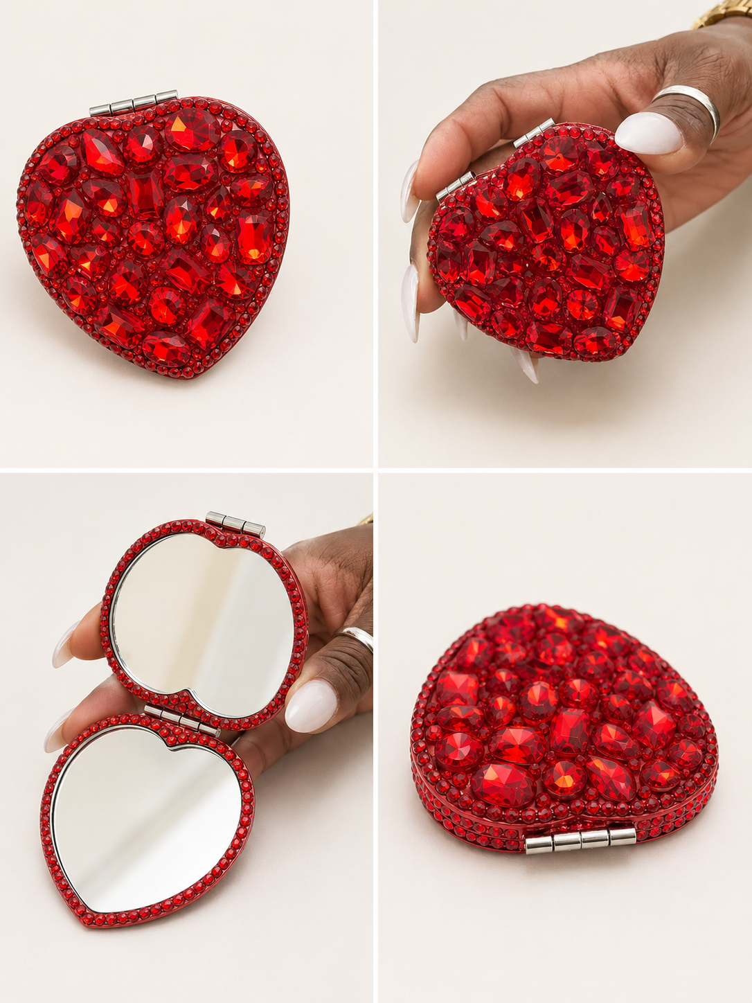 Red Heart Compact Mirror