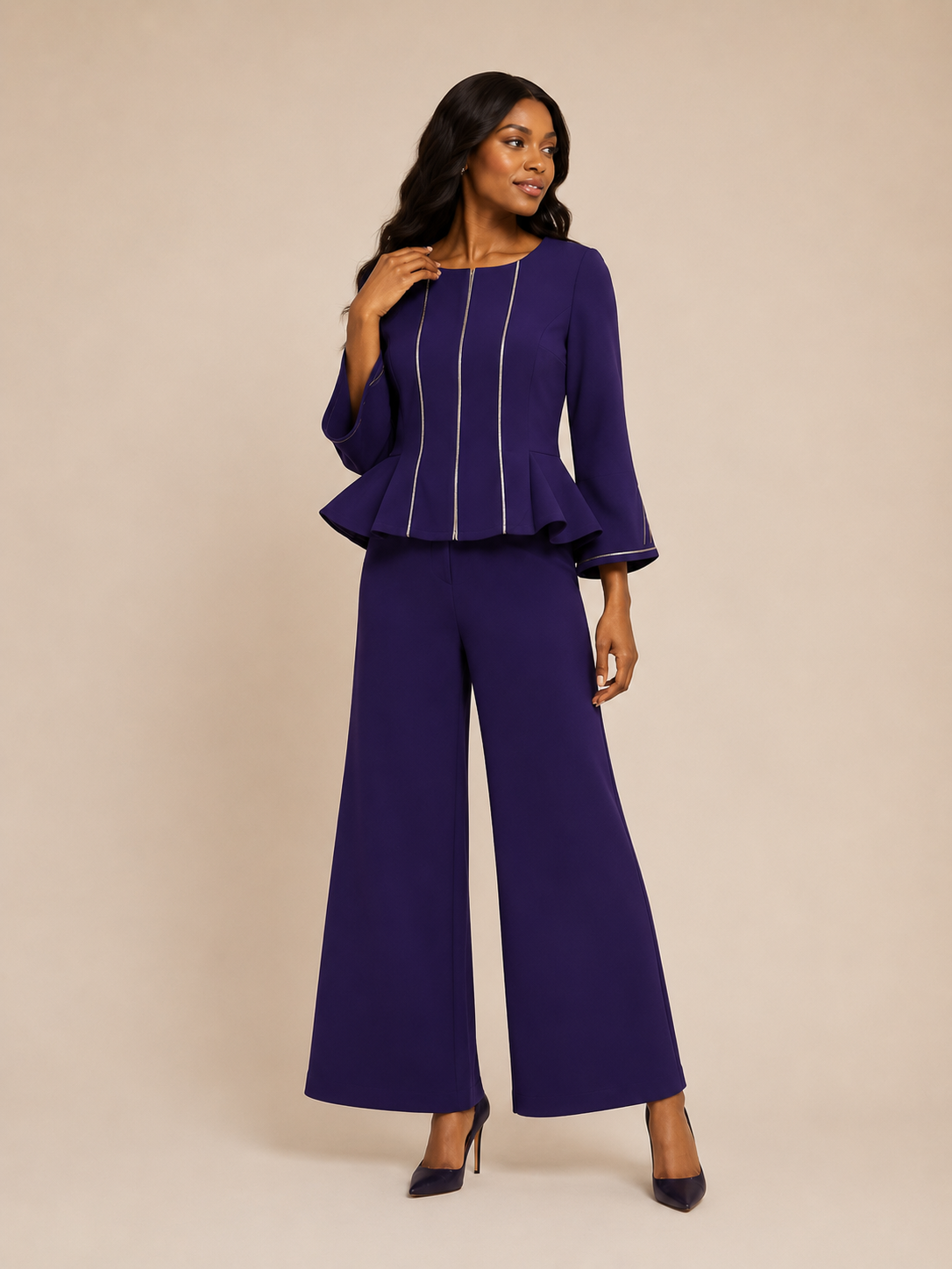 Plum Peplum Pant Set