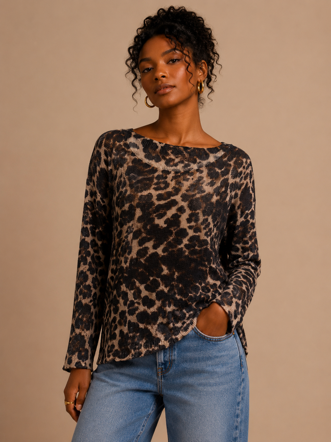 Mocha Floral Mesh Top