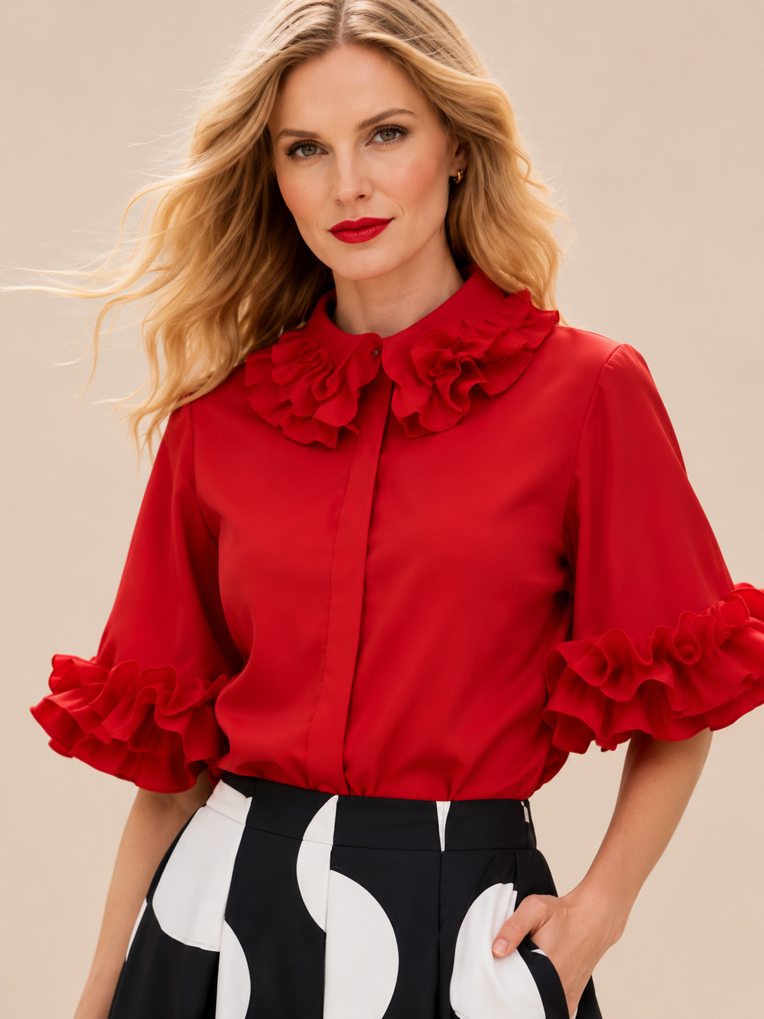Ruby Ruffle Collar Blouse