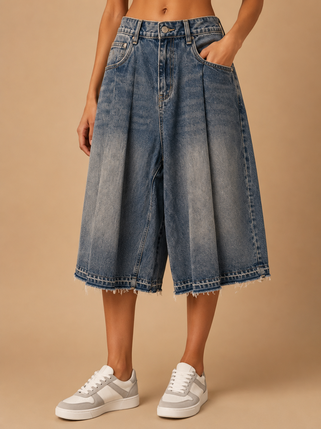 Denim Culotte Shorts