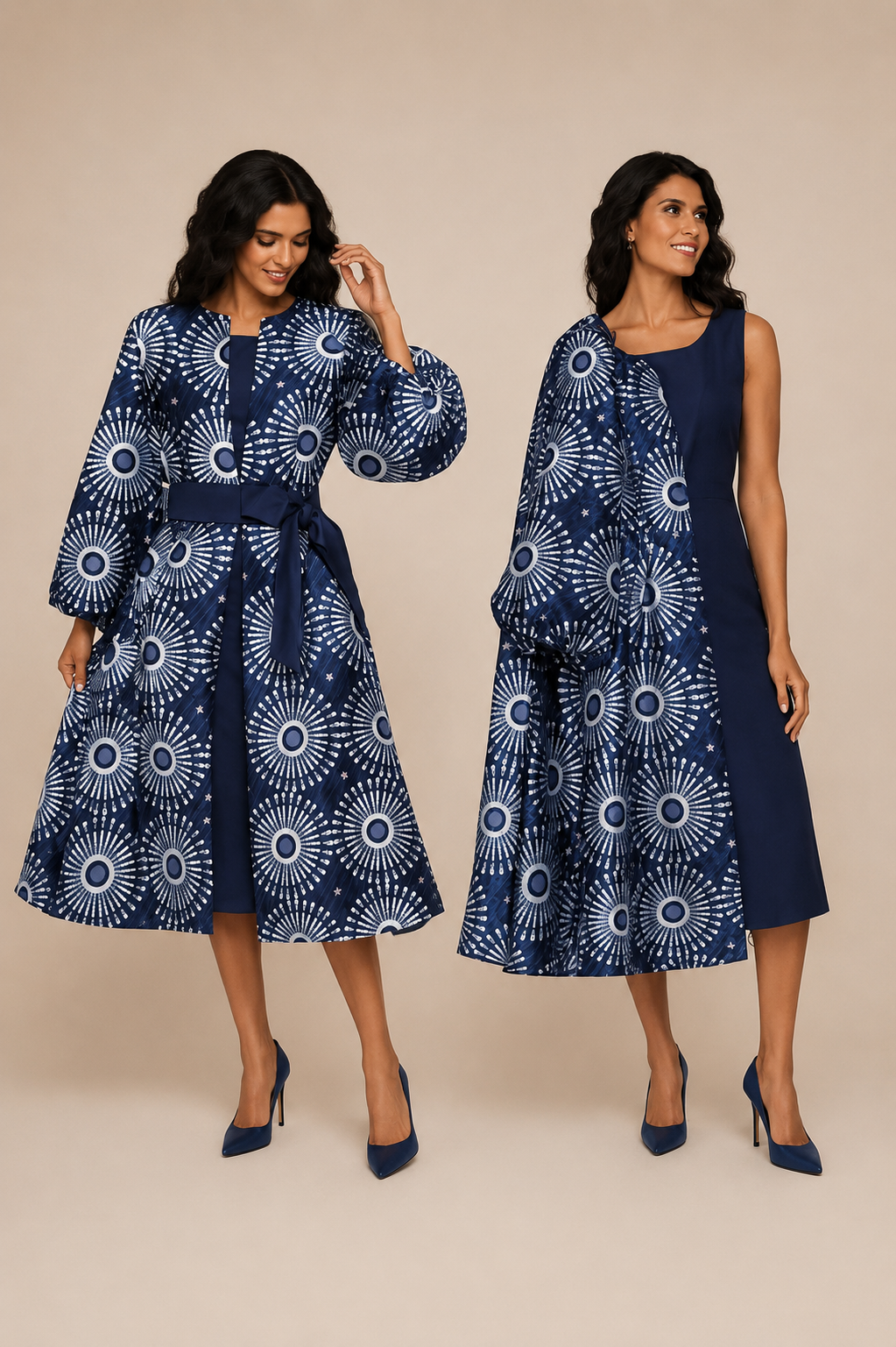 Indigo Sunburst Coat Dress