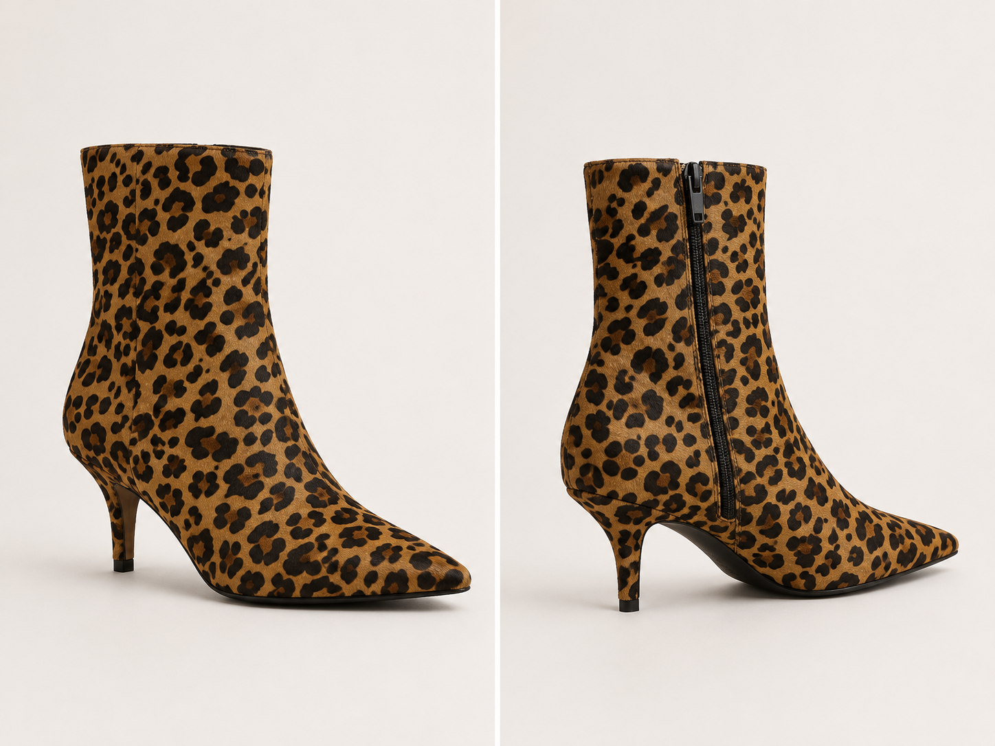 Leopard Kitten Heel Ankle Boots