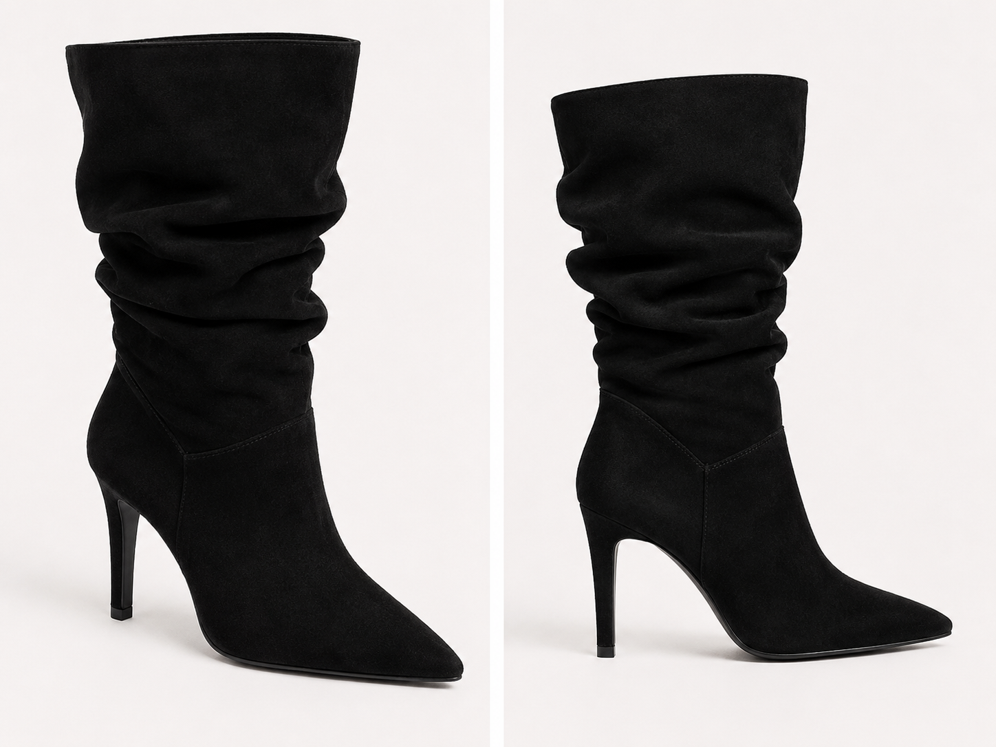 Black Suede Slouch Stiletto Boots