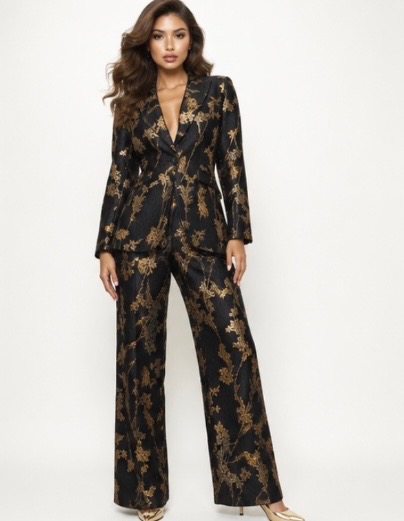 Gold Brocade Pant Suit