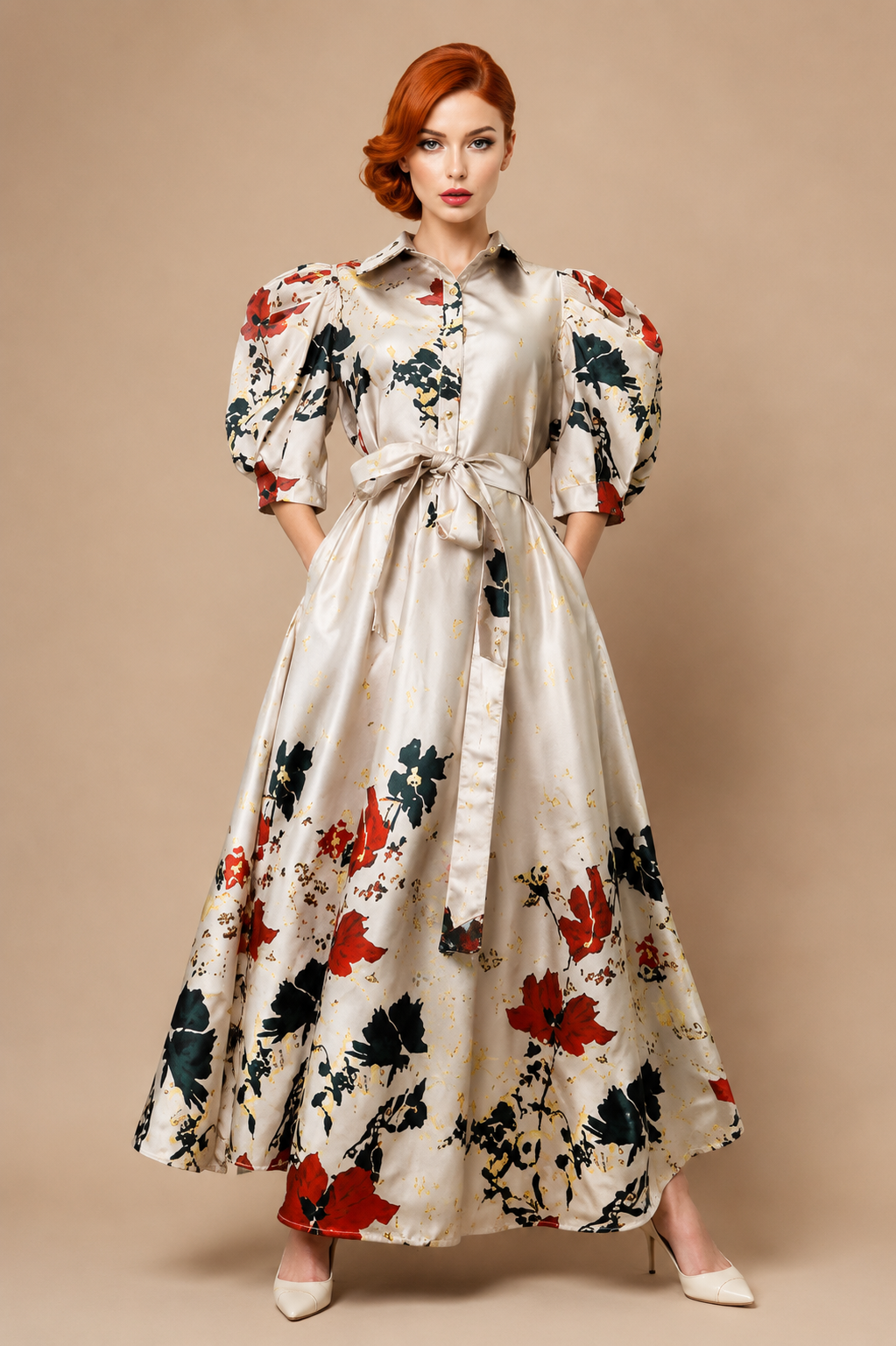 Ivory Abstract Shirt Dress