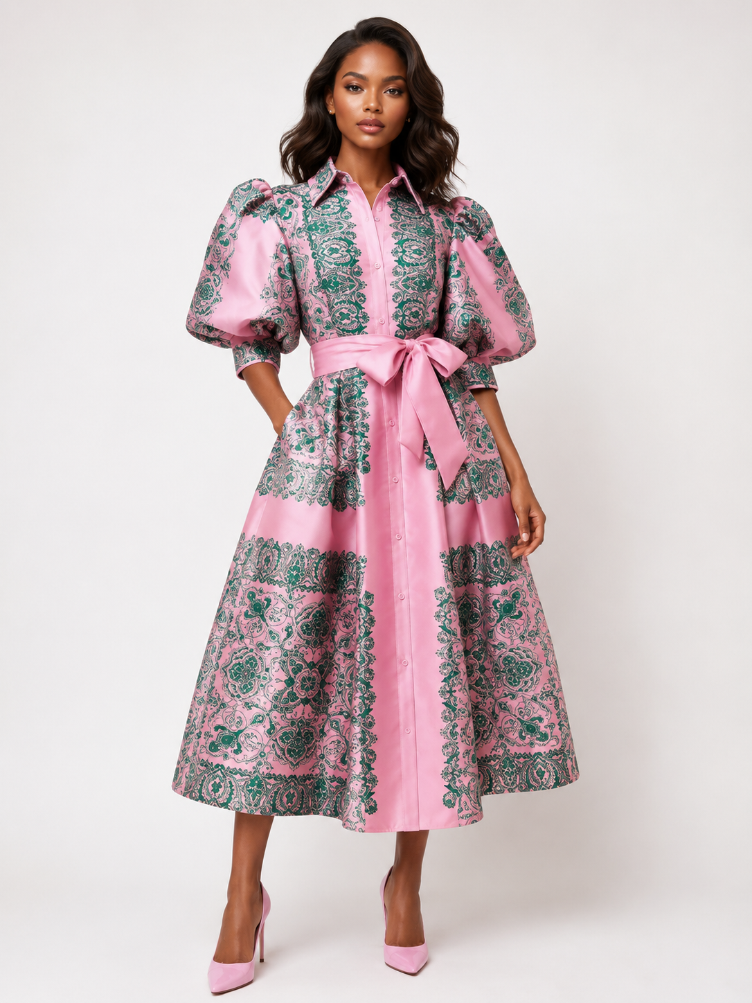 Blush Ornate Shirt Dress
